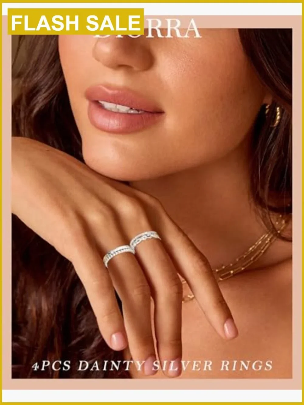 4PCS Sterling Silver Stackable Rings Set CZ Thin Band Rings Size 5-10